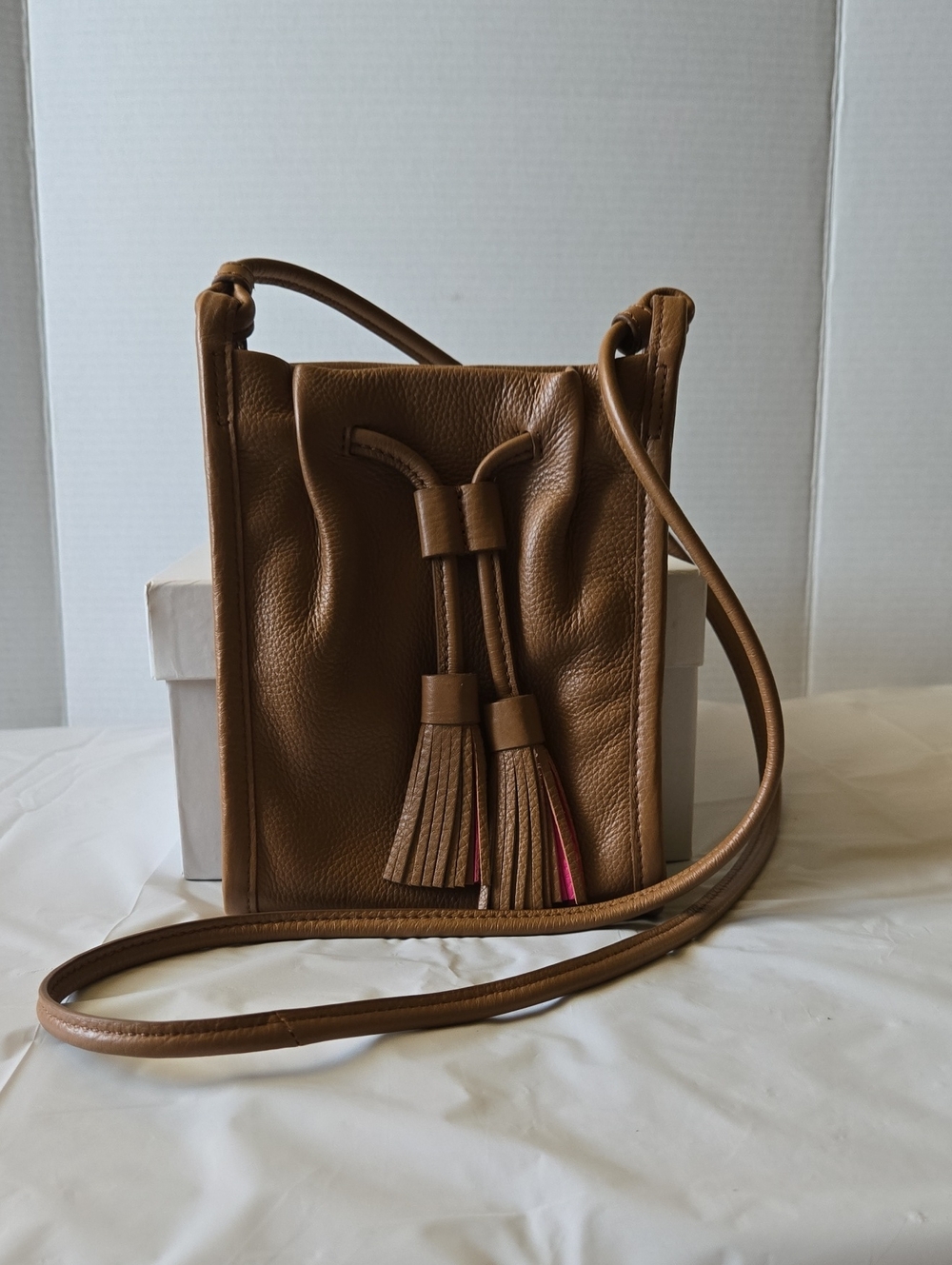 Brown Leather Fossil Claire Mini Tech Crossbody Bag